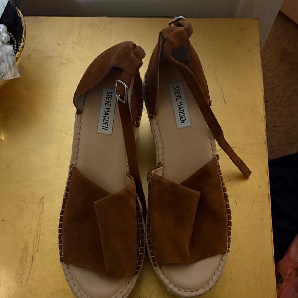 Steve Madden Brown Suede Wedge Sandals